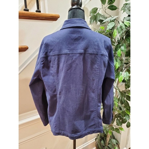 Denim & Company Women's Blue Cotton Buttons Front Long Sleeve Casual Jacket L - Picture 7 of 12